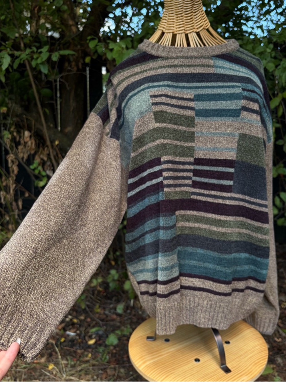 Vintage 90s Brown Blue Green Cozy Grunge Sweater